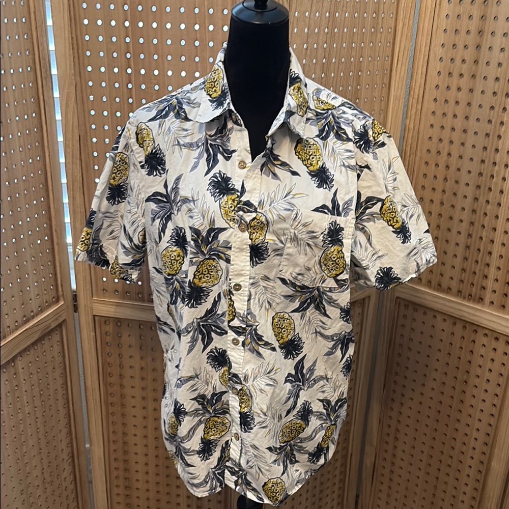 Weatherproof Casual‎ Button Down Shirt White and Yellow